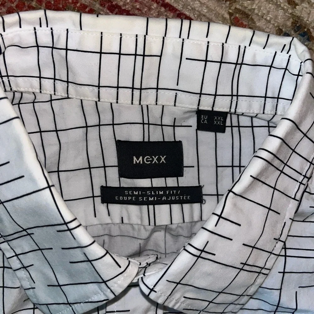 Mexx Men’s Short Sleeve Dress Shirt -Black -White Print - Sz XXL-VGUC - Picture 6 of 6